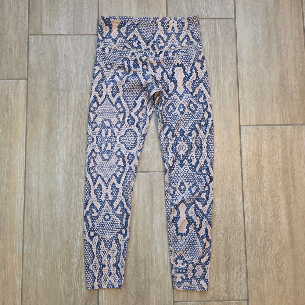 Varley Leggings Womens S Blue Snake Print High Rise Yoga Workout Activewear